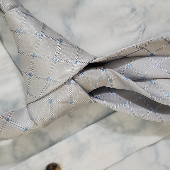 Antonia Collection Vintage Silk Tie with Checkerboard Detail - Picture 3 of 5